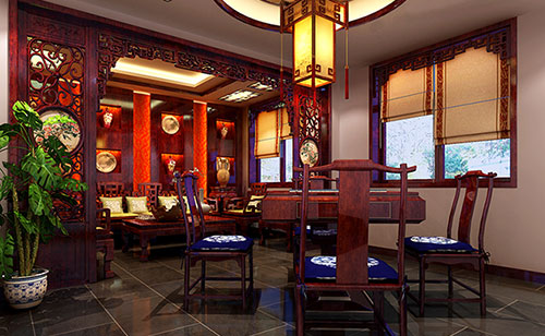 鱼峰古典中式风格茶楼包间设计装修效果图